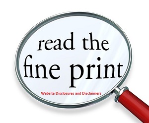 website disclosures and disclaimers