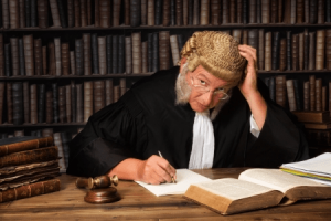 barrister lawyer preparing for trial